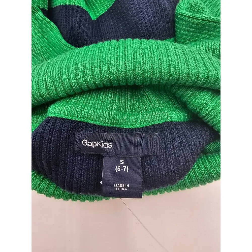 GapKids Girl's 6/7 Green and Navy Blue Turtleneck NWT and Polkadot Sweater GUC